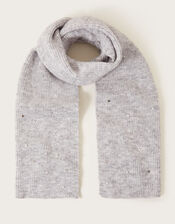 Embellished Ribbed Scarf, , large