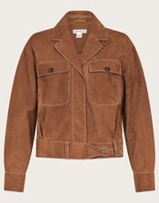 Iris Crop Suede Jacket, Tan (TAN), large
