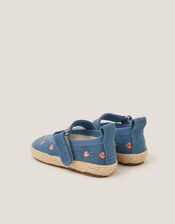 Baby Denim Espadrille Shoes, Blue (BLUE), large