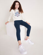 Embroidered Ruffle Sweatshirt and Leggings Set, Cream (CREAM), large