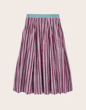 East Vika Hand-Woodblock Stripe Maxi Skirt, Red (BERRY), large