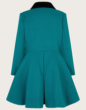 Velvet Trim Swing Coat, Teal (TEAL), large