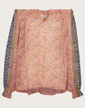 Gabriella Off-Shoulder Blouse in Sustainable Viscose, Orange (CORAL), large