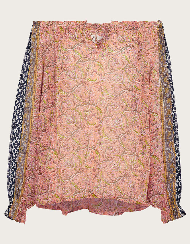 Gabriella Off-Shoulder Blouse in Sustainable Viscose, Orange (CORAL), large