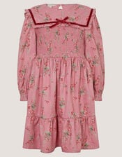 Ditsy Floral Square Collar Dress, Pink (PINK), large