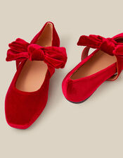 Jolie Velvet Mary Jane Ballet Flats, Red (RED), large