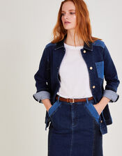 Patched Denim Jacket, Blue (INDIGO), large