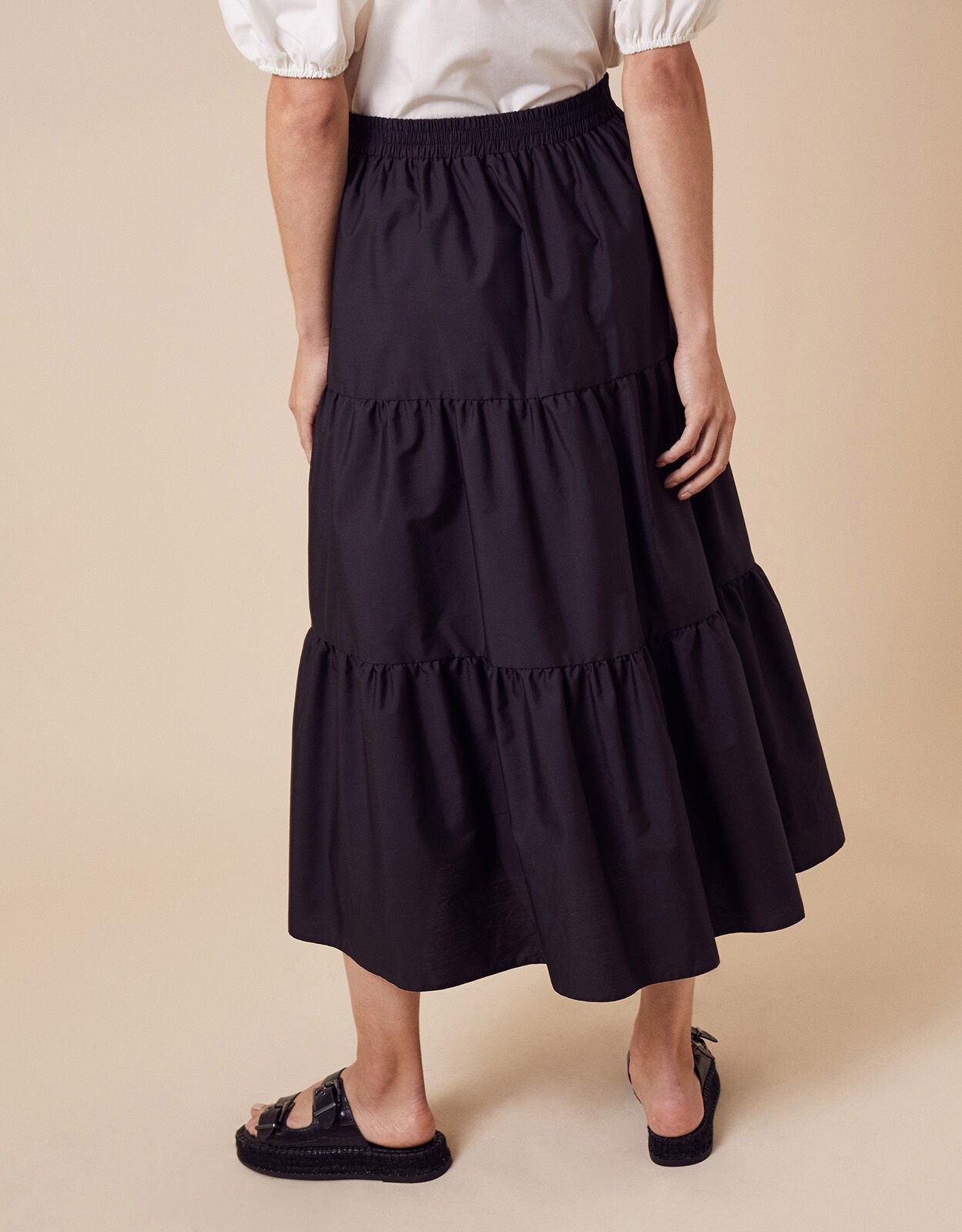 Tiered midi skirt in cotton poplin deals