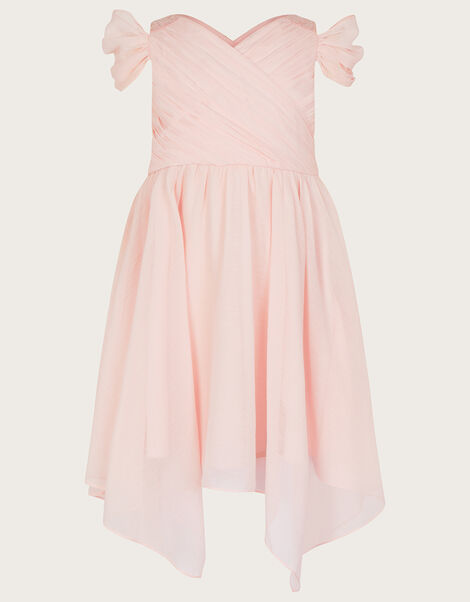 Cold-Shoulder Wrap Dress in Recycled Polyester, Pink (PINK), large