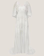 Cali Embellished Cape Sleeve Wedding Dress, Ivory (IVORY), large