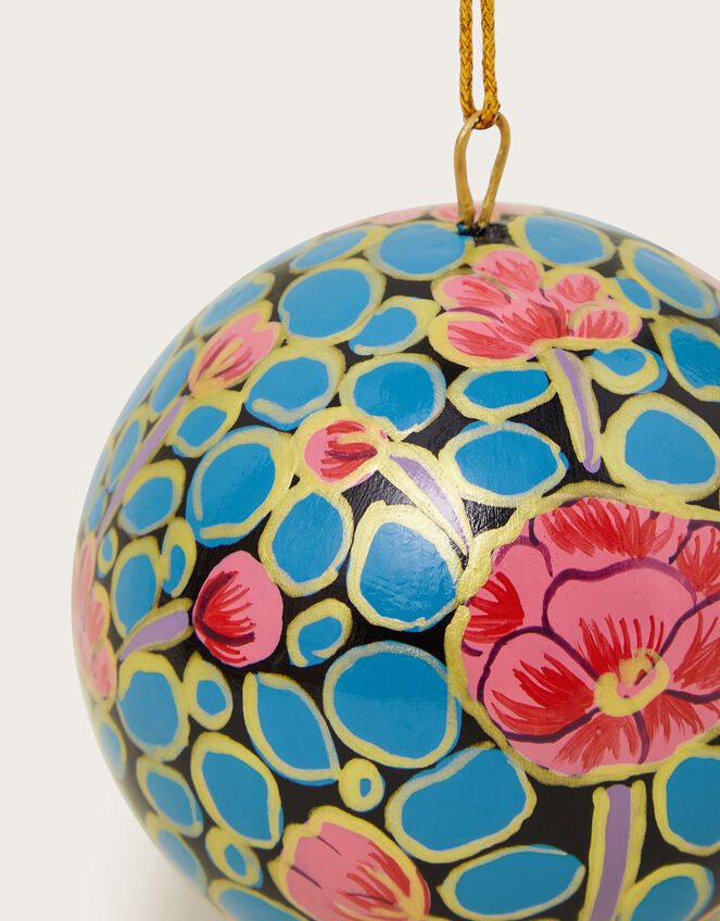 Hand Painted Floral Bauble, Blue (BLUE), large