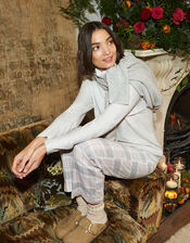 Check Print Pyjama Bottoms in Pure Cotton, Grey (GREY), large