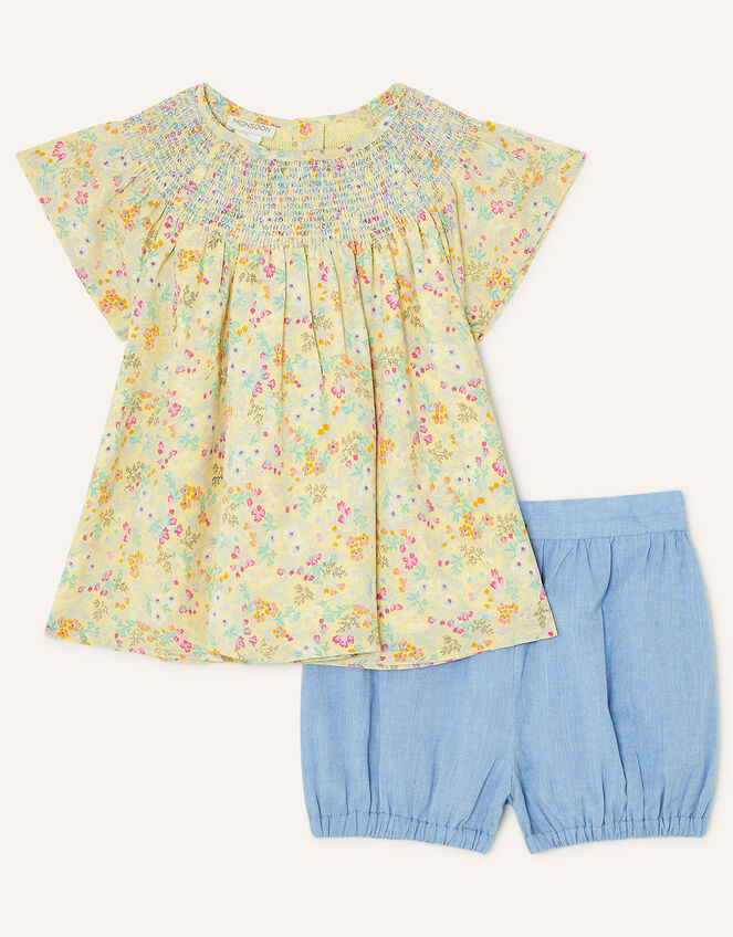 Baby Woven Ditsy Print Top and Shorts Set, Yellow (YELLOW), large