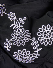 Embroidered Frill Bikini Set, Black (BLACK), large