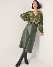 Leona Leaf Print Blouse, Green (KHAKI), large
