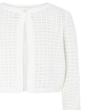 Ivory Pebble Knit Cardigan in Organic Cotton, Ivory (IVORY), large