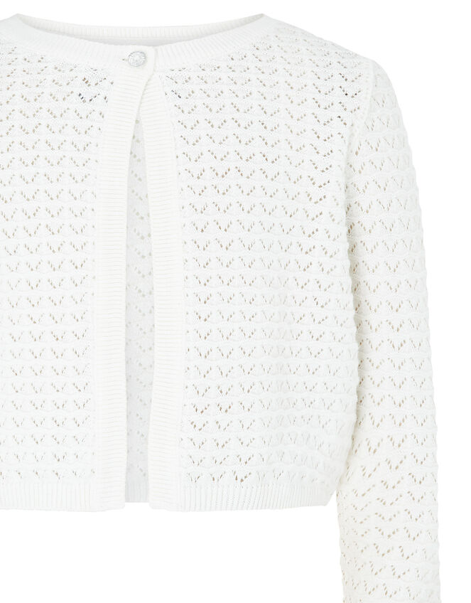 Ivory Pebble Knit Cardigan in Organic Cotton Ivory Girls' Cardigans
