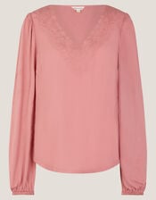 Lisa Embroidered Lace Blouse, Pink (PINK), large