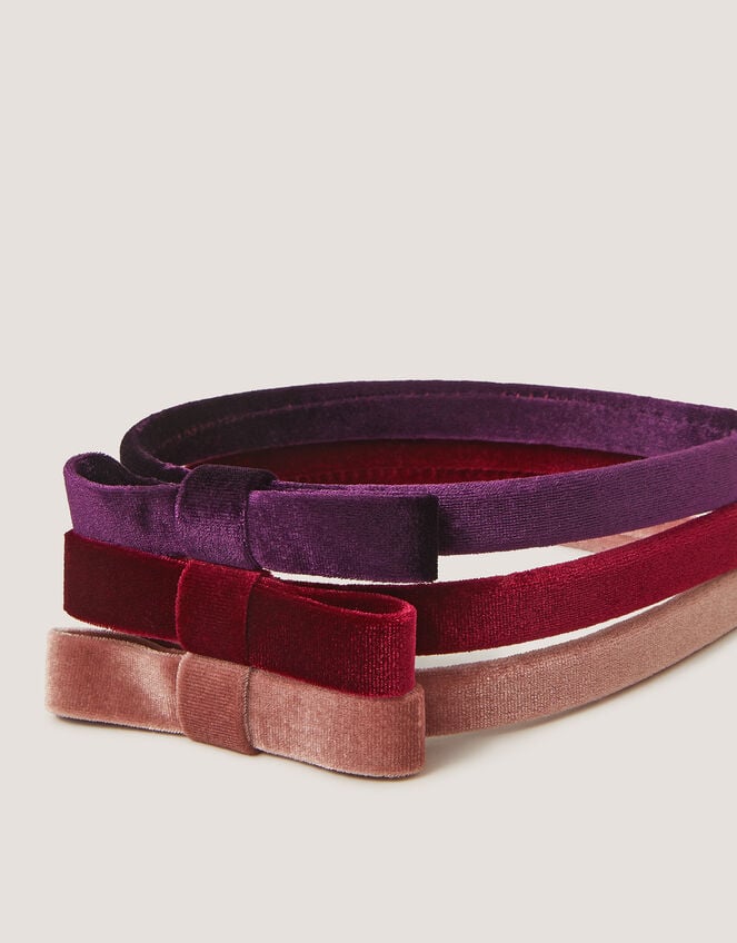 3-Pack Bow Velvet Headbands, , large