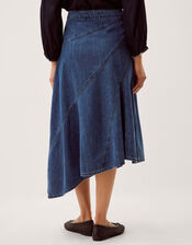 Annie Asymmetric Denim Midi Skirt, Blue (MID AUTHENTIC BLUE), large