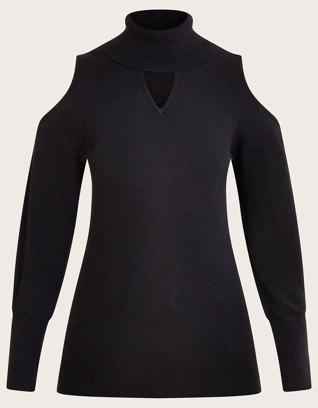 Cold Shoulder Roll Neck Jumper Black Knitwear Monsoon Global
