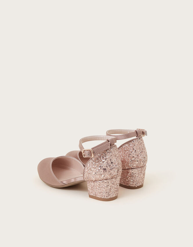 Satin Glitter Two-Part Heels, Pink (PINK), large