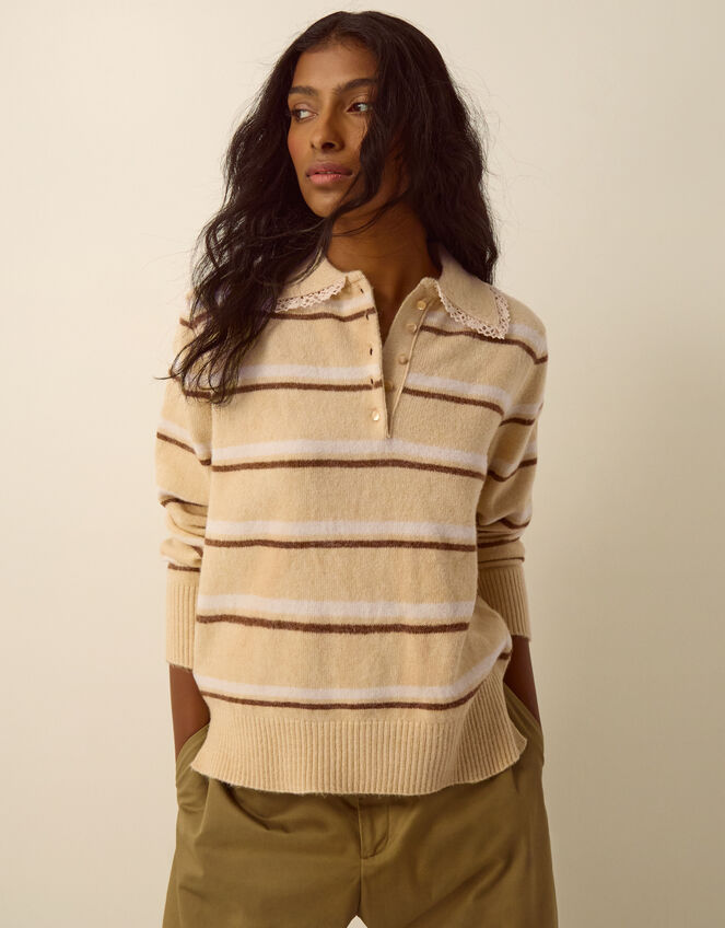 Sutton Stripe Jumper, Yellow (BUTTER YELLOW), large