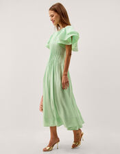 Pelia Flutter Sleeve Pleated Midi Dress, Green (MINT), large