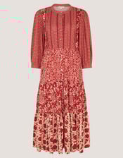 Palmer Floral Jersey Midi Dress, Red (RED), large