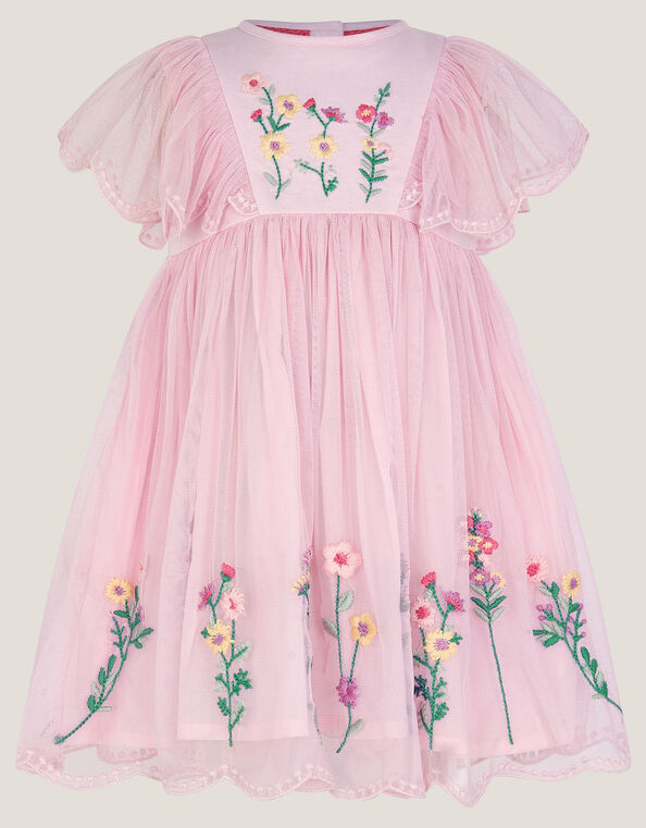 Baby Floral Embroidered Tulle Dress, Pink (PINK), large