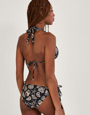 Shell Foil Print Bikini Top, Black (BLACK), large