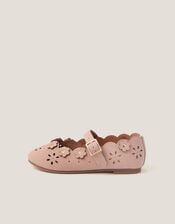 Flower Cutwork Ballet Flats, Pink (PINK), large