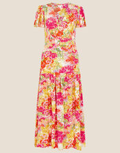 Oskana Floral Wrap Dress in Sustainable Viscose, Yellow (YELLOW), large