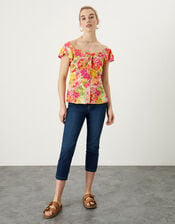 Oksana Floral Blouse in Sustainable Viscose, Yellow (YELLOW), large