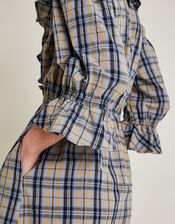 Daisy Check V-Neck Midi Dress, Natural (NATURAL), large