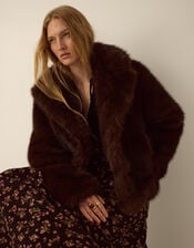 Monsoon x Queens of Archive Betty Short Faux Fur Coat​, Brown (BROWN), large