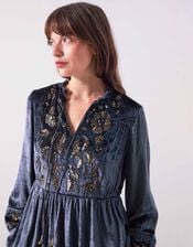 East Brogan Sequin Velvet Blouse, SLATE GREY, large