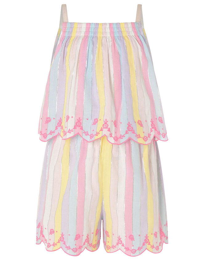 Rainbow Shimmer Stripe Playsuit, Multi (MULTI), large