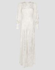 Grace Long Sleeve Satin Wedding Dress, Ivory (IVORY), large