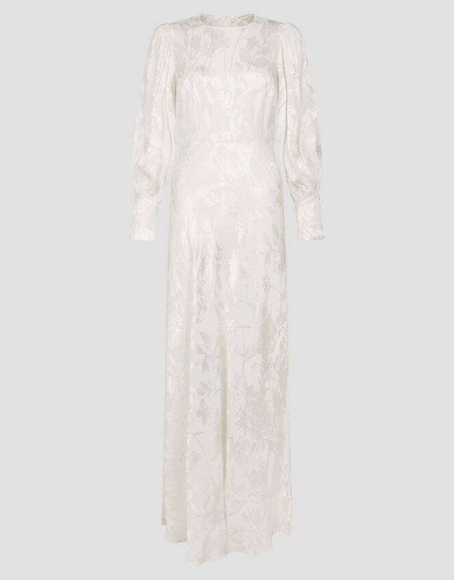 Grace Long Sleeve Satin Wedding Dress, Ivory (IVORY), large