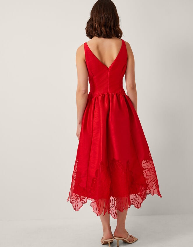Frida Cutwork Midi Dress, Red (RED), large