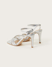 Strappy Square Toe Sandals, Silver (SILVER), large