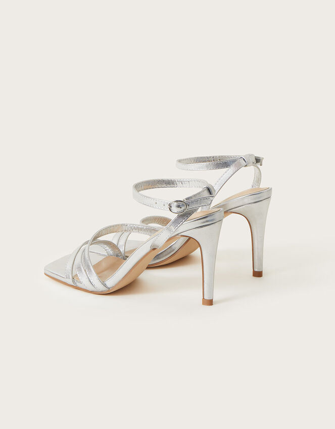 Strappy Square Toe Sandals, Silver (SILVER), large