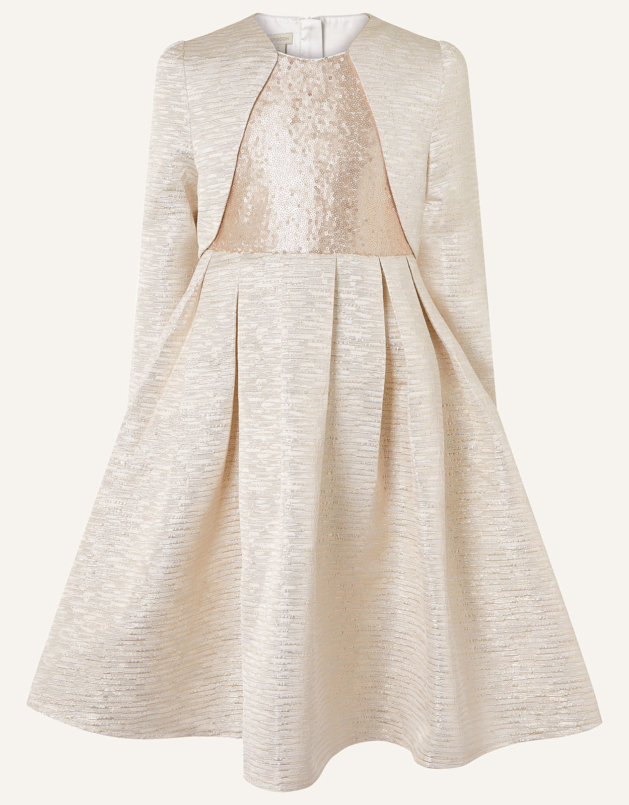 Adelaide Jacquard Dress and Jacket Set Gold Girls Sets