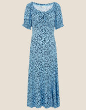 Floral Sweetheart Jersey Midi Dress, Blue (BLUE), large