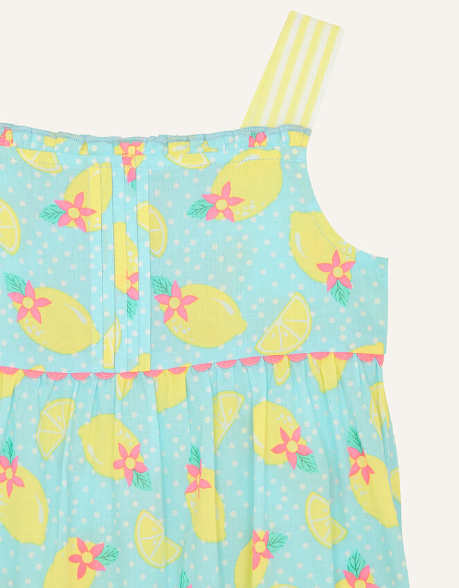 Baby Lemon Print Romper, Blue (TURQUOISE), large