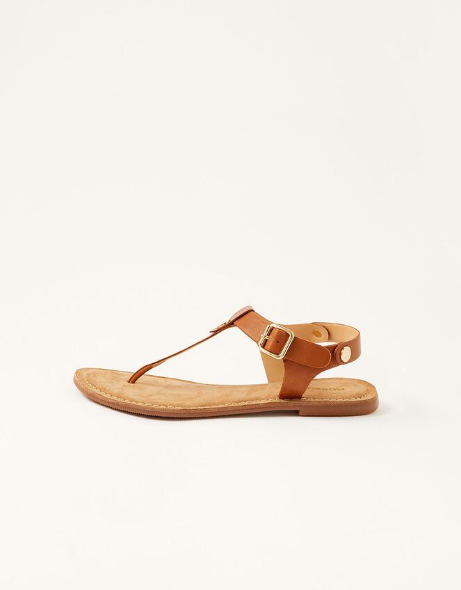 Layla Leather Toe-Post Sandals Tan