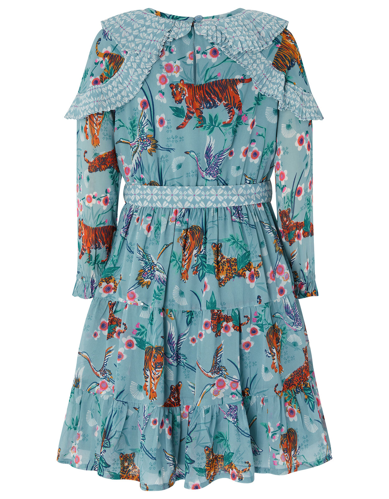 Akira Tiger Print Dress in Recycled Polyester Blue