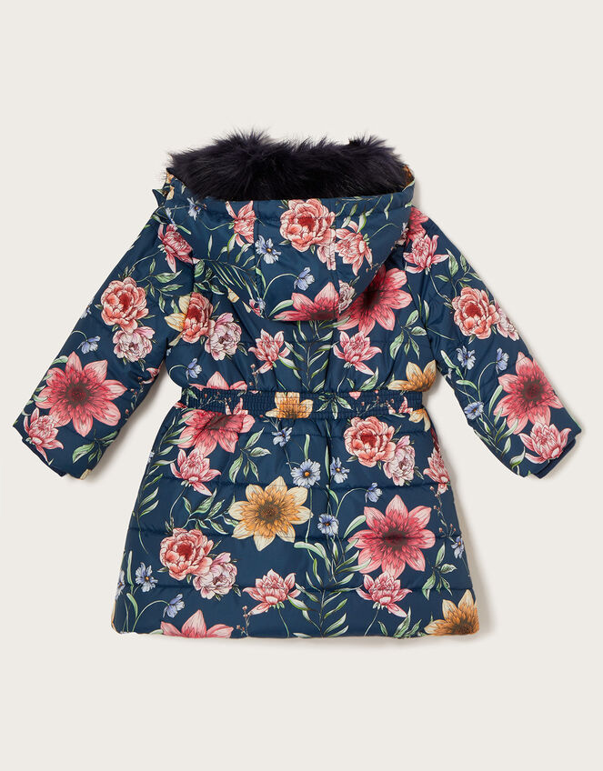 Sketchy Floral Padded Coat, Blue (NAVY), large