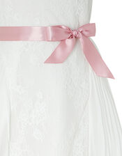 Khloe Lace and Pleated Chiffon Dress, Ivory (IVORY), large